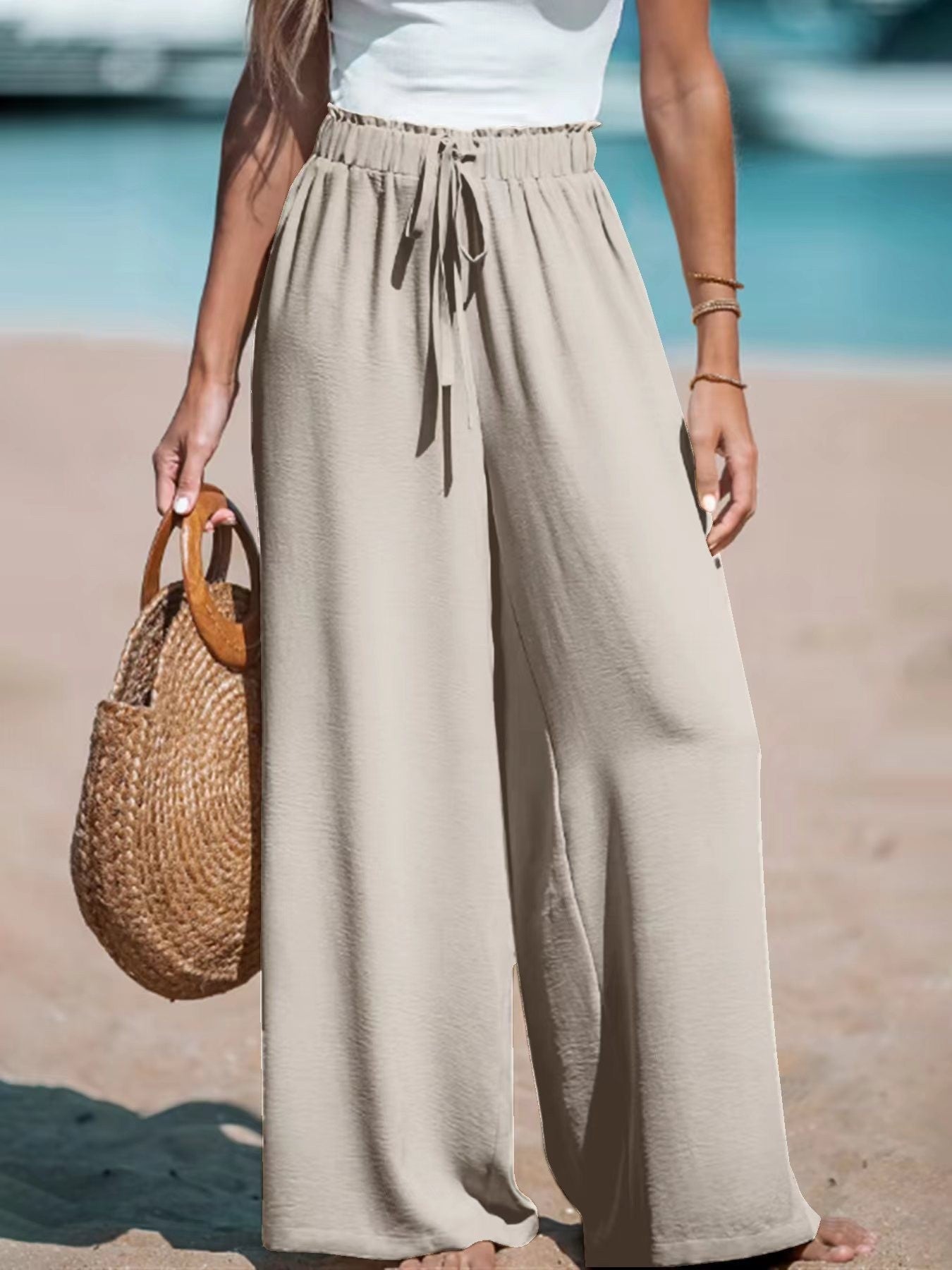 Pantalon Large Taille Haute – Coupe Fluide