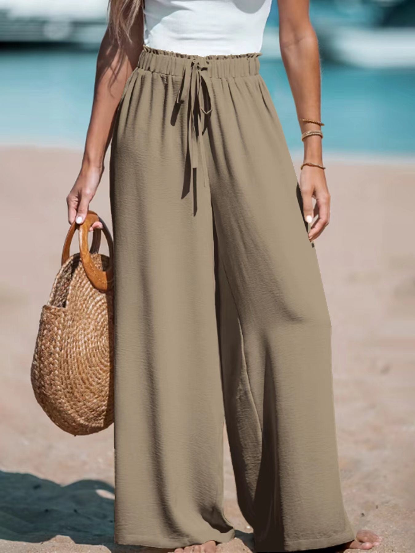 Pantalon Large Taille Haute – Coupe Fluide