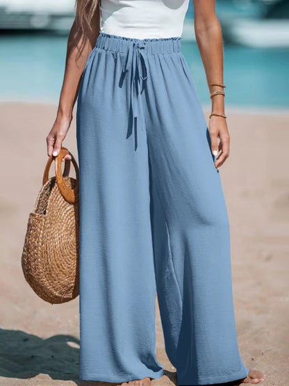 Pantalon Large Taille Haute – Coupe Fluide