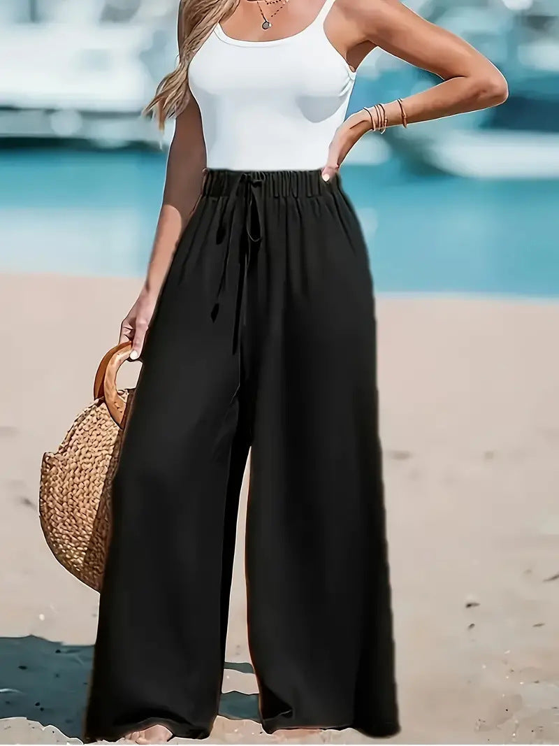 Pantalon Large Taille Haute – Coupe Fluide