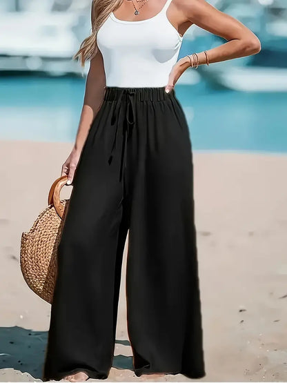 Pantalon Large Taille Haute – Coupe Fluide