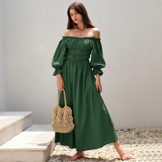 Robe Épaules Dénudées – Style Rétro Féminin